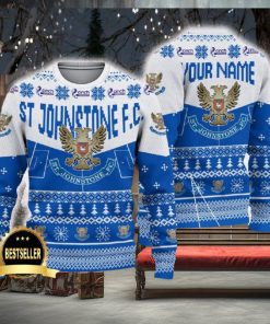 St Johnstone FC Ugly Christmas Sweater Logo Custom Name Gift Fans