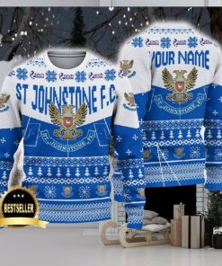 St Johnstone FC Ugly Christmas Sweater Logo Custom Name Gift Fans