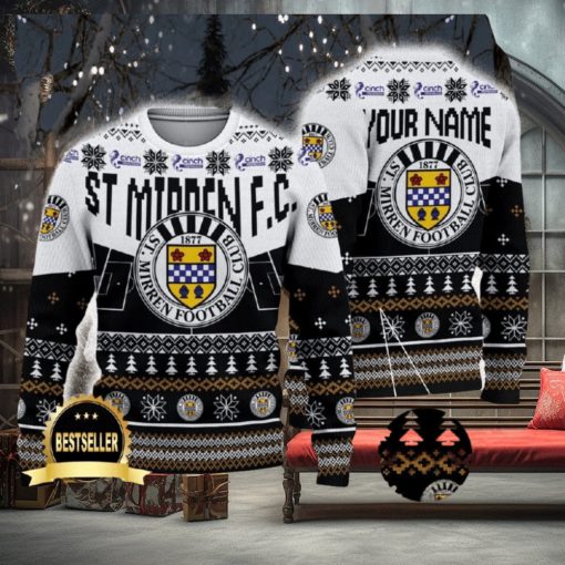 St Mirren FC Ugly Christmas Sweater Logo Custom Name Gift Fans