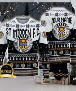 St Mirren FC Ugly Christmas Sweater Logo Custom Name Gift Fans