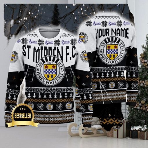 St Mirren FC Ugly Christmas Sweater Logo Custom Name Gift Fans