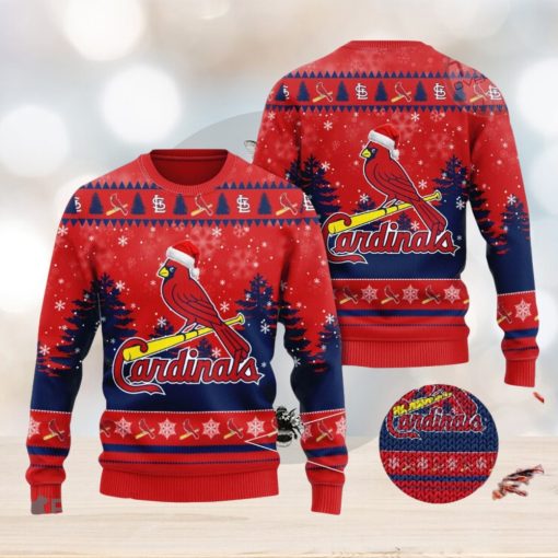 St. Louis Cardinals Logo Wearing Santa Hat Red 3D Ugly Christmas Sweater 2023 Sweater