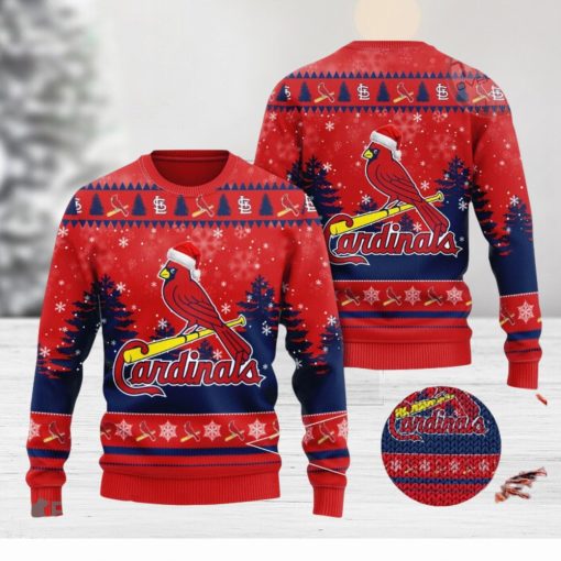St. Louis Cardinals Logo Wearing Santa Hat Red 3D Ugly Christmas Sweater 2023 Sweater