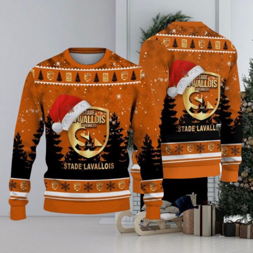 Stade Lavallois Logo Wearing Santa Hat Ugly Christmas Sweater Unisex 3D Christmas sweater