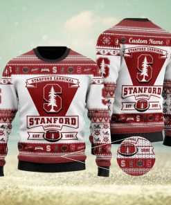 Stanford Cardinal Football Team Logo Custom Name Ugly Christmas Sweater Perfect Holiday Gift