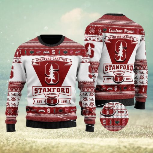 Stanford Cardinal Football Team Logo Custom Name Ugly Christmas Sweater Perfect Holiday Gift