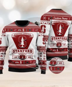 Stanford Cardinal Football Team Logo Custom Name Ugly Christmas Sweater Perfect Holiday Gift