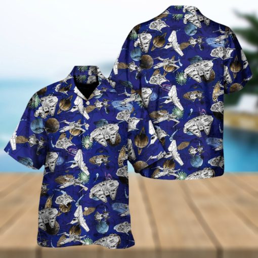 Star Wars Ship Schematic Galaxy Hawaiian Shirt