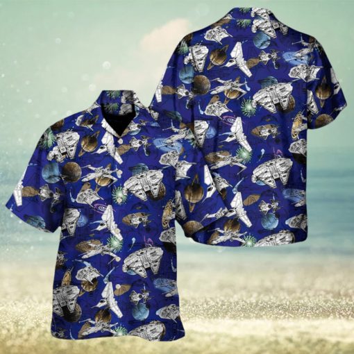 Star Wars Ship Schematic Galaxy Hawaiian Shirt