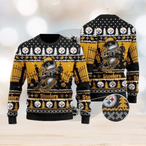 Steelers Jack Skellington Halloween Knitted Ugly Christmas Sweater