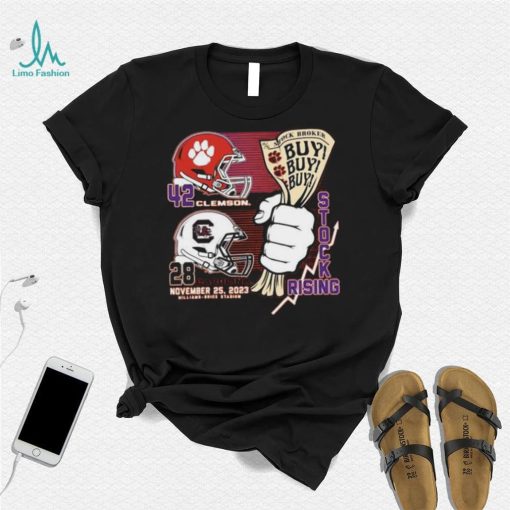 Stock broker Buy Buy Buy Clemson Tiger vs Carolina November 25, 2023 stock rising T shirt