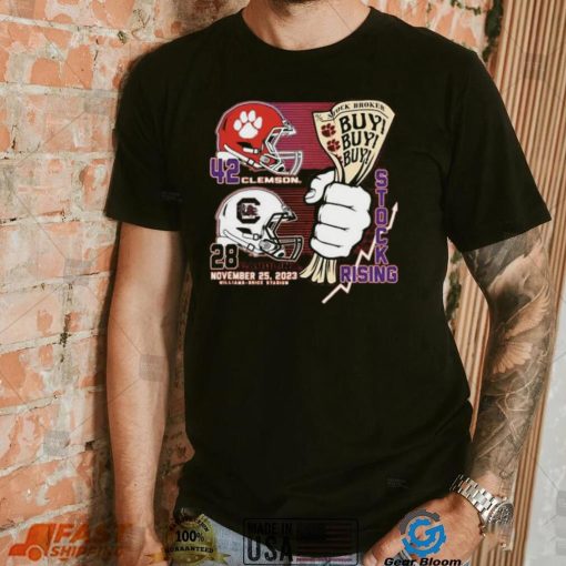 Stock broker Buy Buy Buy Clemson Tiger vs Carolina November 25, 2023 stock rising T shirt