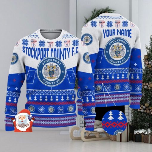 Stockport County F.C 3D Ugly Christmas Sweater Christmas Holiday Gift Custom Name For Men And Women