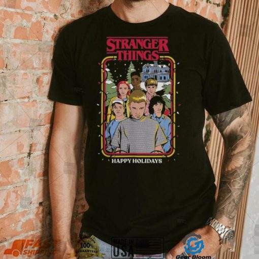 Stranger Things Christmas Lights Group Logo Graphic T Shirt