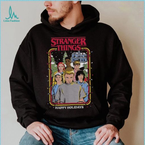 Stranger Things Christmas Lights Group Logo Graphic T Shirt