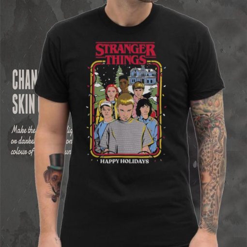 Stranger Things Christmas Lights Group Logo Graphic T Shirt