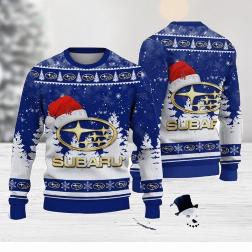 Subaru Logo Wearing Santa Hat Christmas Gift Ugly Christmas Sweater Christmas Gift Ideas