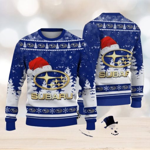 Subaru Logo Wearing Santa Hat Christmas Gift Ugly Christmas Sweater Christmas Gift Ideas