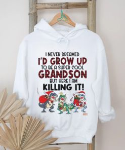 Super Cool Grandson T Rex Santa Hat Shirt