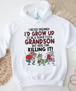 Super Cool Grandson T Rex Santa Hat Shirt