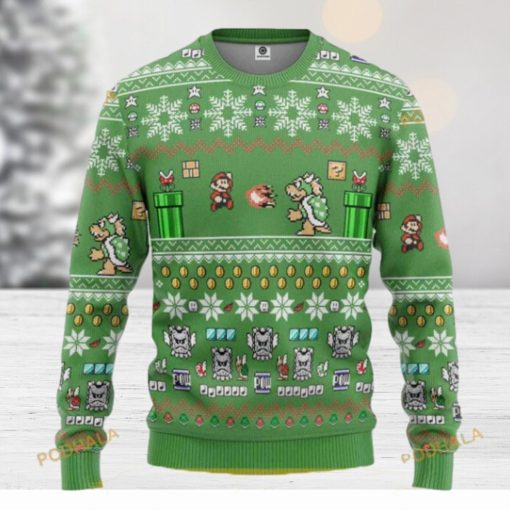 Super Mario Bros Funny Sweater, Family Ugly Christmas Gaming Fun