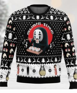 Sushi Time No Face Spirited Away Ugly Christmas Sweater 3D Printed Men And Women Christmas Hoiliday Gift