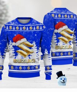 Suzuki Blue Logo Wearing Santa Hat Christmas Gift Ugly Christmas Sweater Christmas Gift Ideas