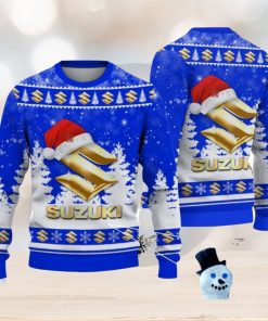 Suzuki Blue Logo Wearing Santa Hat Christmas Gift Ugly Christmas Sweater Christmas Gift Ideas