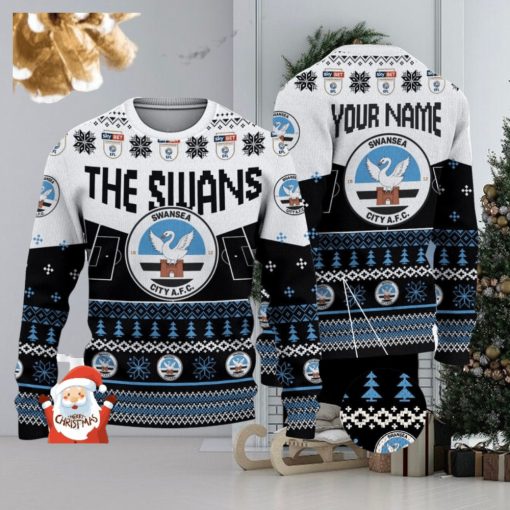 Swansea City A.F.C 3D Ugly Christmas Sweater Christmas Holiday Gift Custom Name For Men And Women