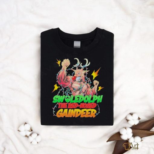 Swoledolph the red nosed gaindeer Christmas lights shirt