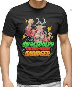 Swoledolph the red nosed gaindeer Christmas lights shirt