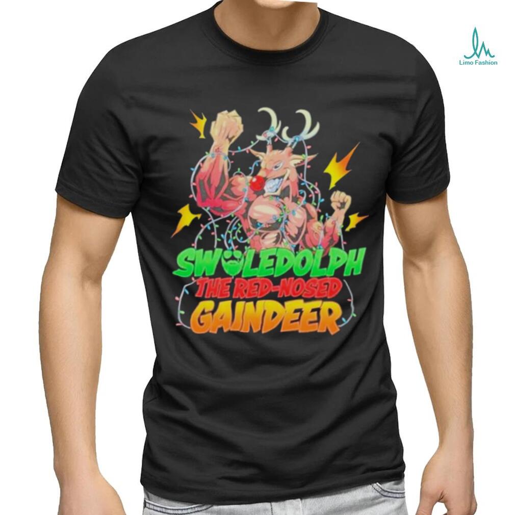 Swoledolph the red nosed gaindeer Christmas lights shirt Swoledolph the red nosed gaindeer Christmas lights shirt