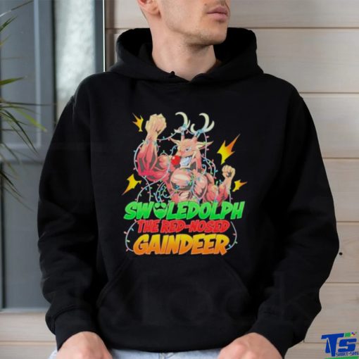 Swoledolph the red nosed gaindeer Christmas lights shirt