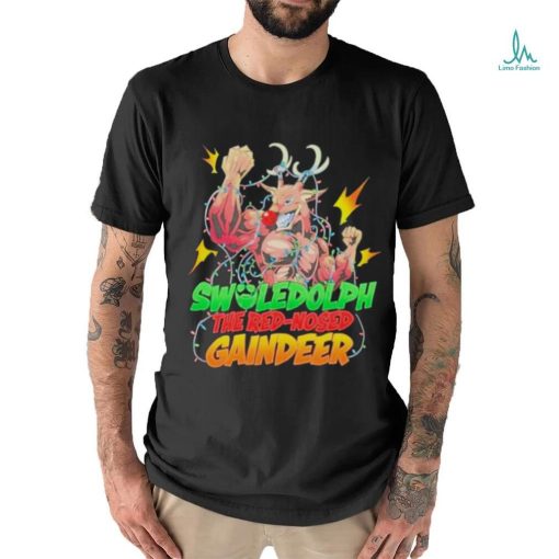 Swoledolph the red nosed gaindeer Christmas lights shirt