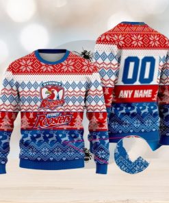 Sydney Roosters 3D Christmas Sweater 2023 Custom Number And Name