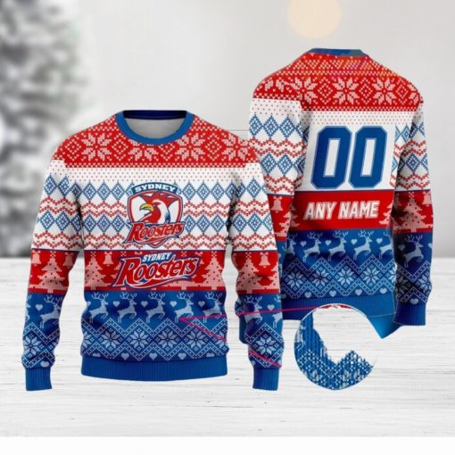 Sydney Roosters 3D Christmas Sweater 2023 Custom Number And Name