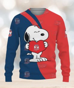 Sydney Roosters Snoopy Cute Heart American Sports Team Ugly Xmas Sweater Gift Holidays