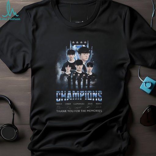 T1 Champions Faker, Oner, Gumayusi, Zeus, Keria Signature Thank You For The Memories T Shirt