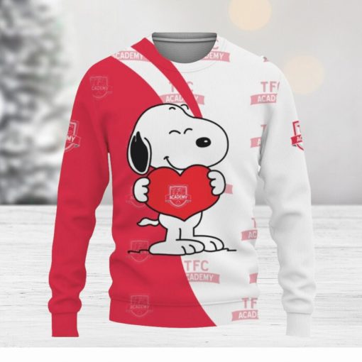 TFC Academy Snoopy Cute Heart American Sports Team Knitted Christmas Sweater Gift Holidays