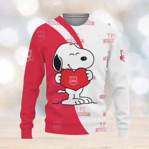 TFC Academy Snoopy Cute Heart American Sports Team Knitted Christmas Sweater Gift Holidays