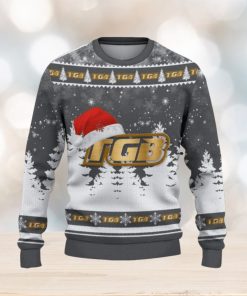 TGB Logo Wearing Santa Hat Trending Christmas Gift AOP Ugly Christmas Sweater Men Women Winter Gift