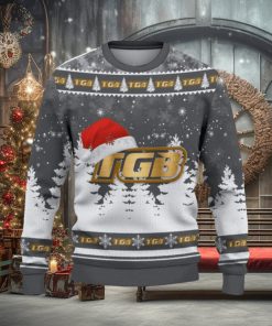 TGB Logo Wearing Santa Hat Trending Christmas Gift AOP Ugly Christmas Sweater Men Women Winter Gift