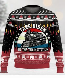 Take Biden To the Train Station Ugly Christmas Sweater 2023 Christmas Gift For Men And Women