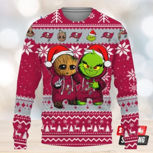 Tampa Bay Buccaneers Baby Groot And Grinch Best Friends Ugly Christmas Sweaters