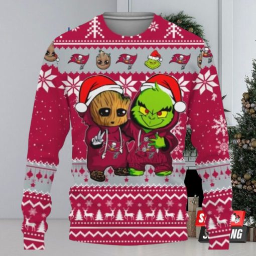 Tampa Bay Buccaneers Baby Groot And Grinch Best Friends Ugly Christmas Sweaters