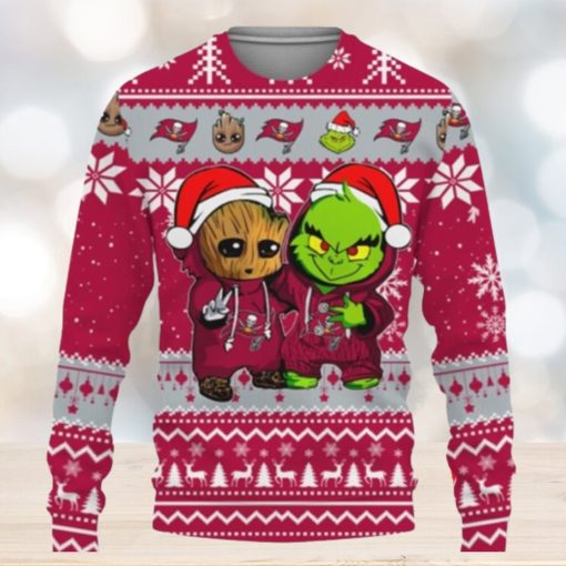 Tampa Bay Buccaneers Baby Groot And Grinch Best Friends Ugly Christmas Sweaters