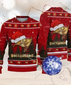 Tampa Bay Buccaneers Logo Golden Fans Santa Hat Tree Ugly Christmas 3D Sweater