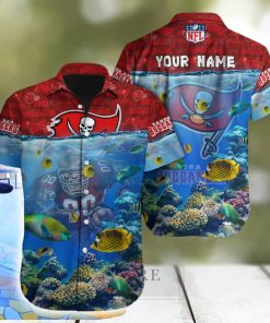 Tampa Bay Buccaneers NFL Ocean Beach Coral Fish 3D Hawaiian Shirt For Fans Gift Custom Name