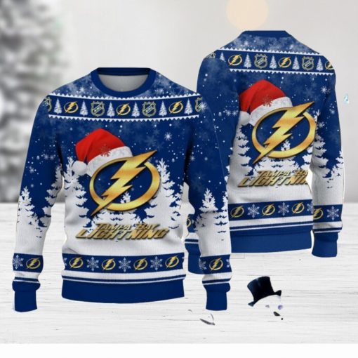 Tampa Bay Lightning Logo Wearing Santa Hat Christmas Gift Ugly Christmas Sweater Christmas Gift Ideas