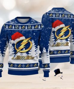 Tampa Bay Lightning Logo Wearing Santa Hat Christmas Gift Ugly Christmas Sweater Christmas Gift Ideas